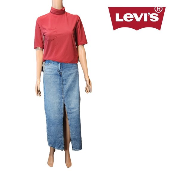 Levi's Ankle Column Skirt NWOT Blue Size 25 - Picture 1 of 15